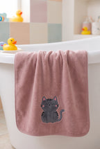 Toalla corporal Gatitos 70x140 cm - Gatito Burbujas (Malva)