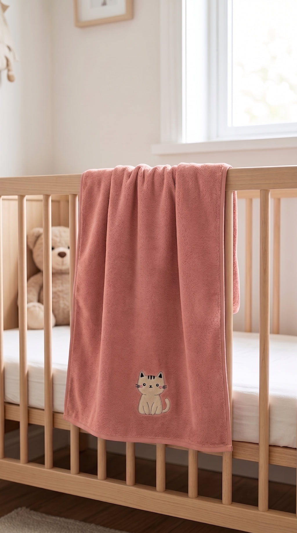 Toalla corporal Gatitos 70x140 cm - Gatito de Cuna (Roja)